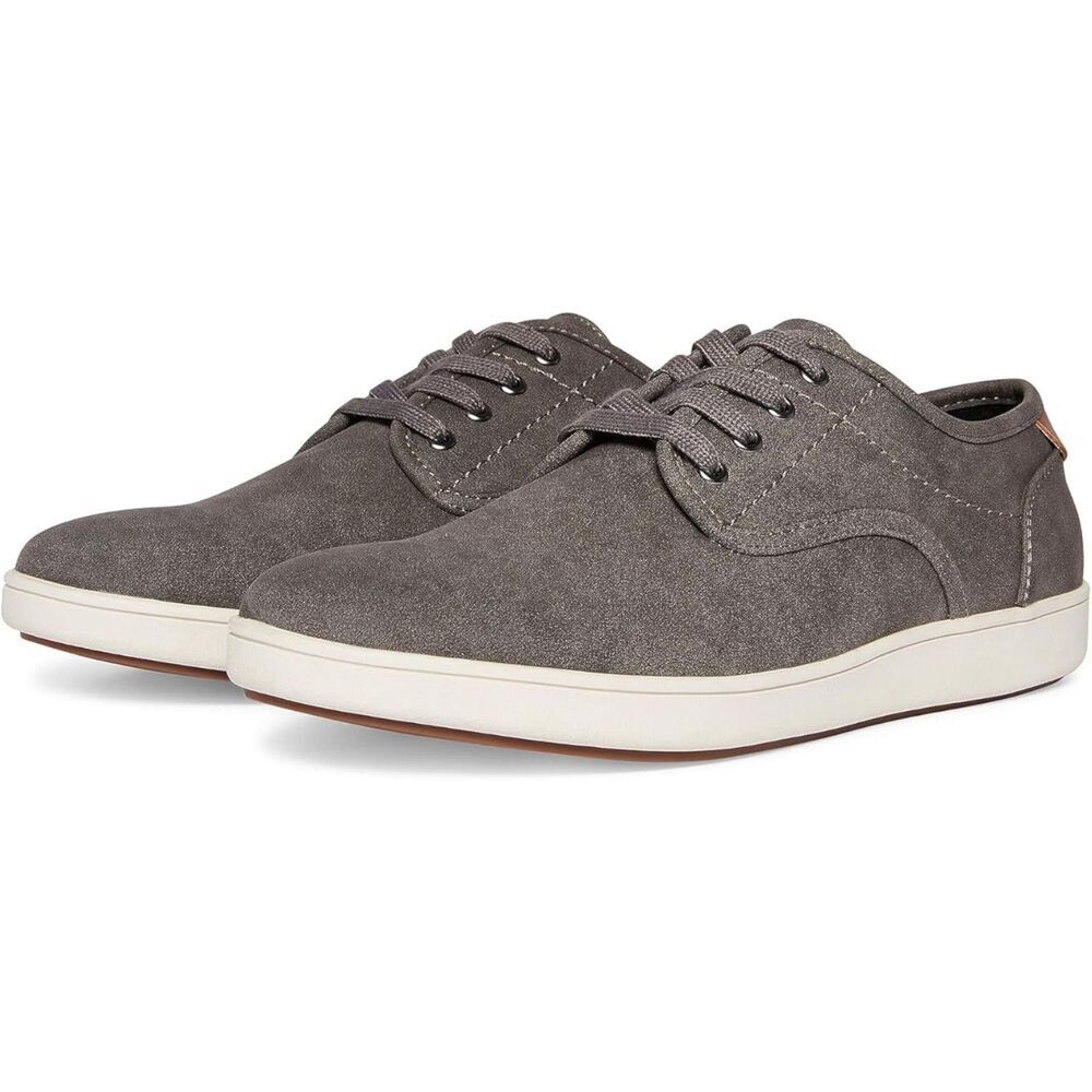 Men's Grey Fabric Round Toe Lace-up Rubber Sole Lightweight Fashion Sneakers